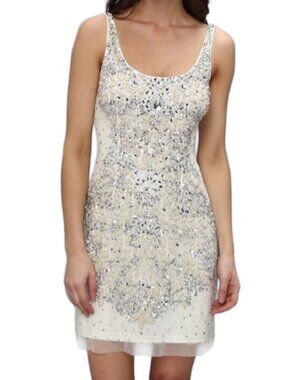 adrianna papell off-the-shoulder beaded sheath dress Adrianna Papell Beaded Detail Halter Midi Sheath Dress main image 1